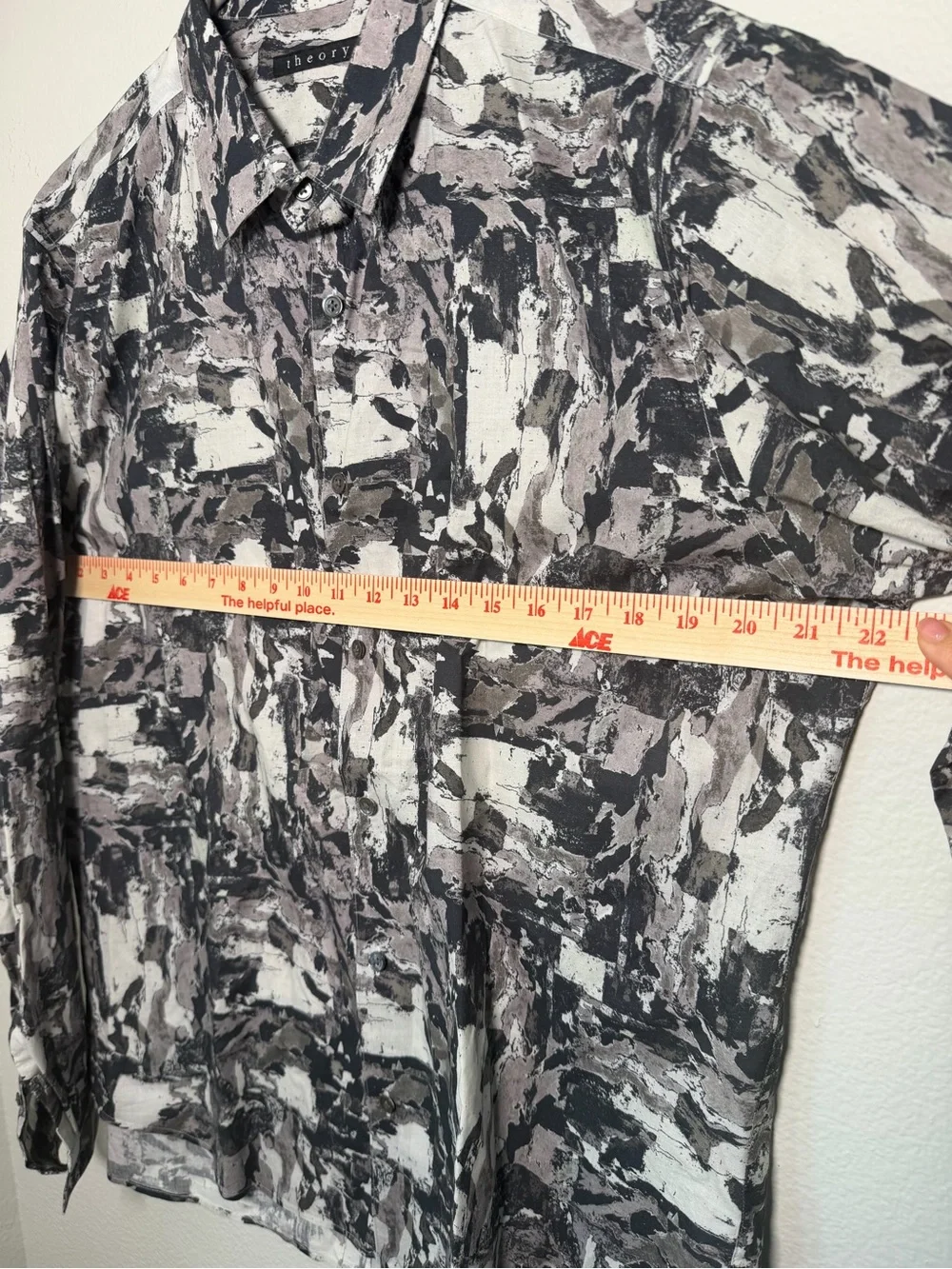 Theory Abstract Brushstroke Button-Up Shirt 100% Cotton Size XL